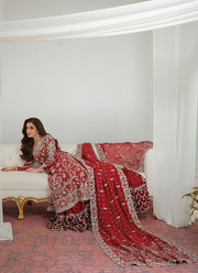 Elegant Pakistani Bridal Dress in Farshi Lehenga Style