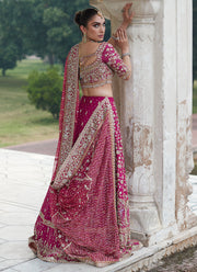 Elegant Traditional Pakistani Bridal Dress Pink Lehnga Choli