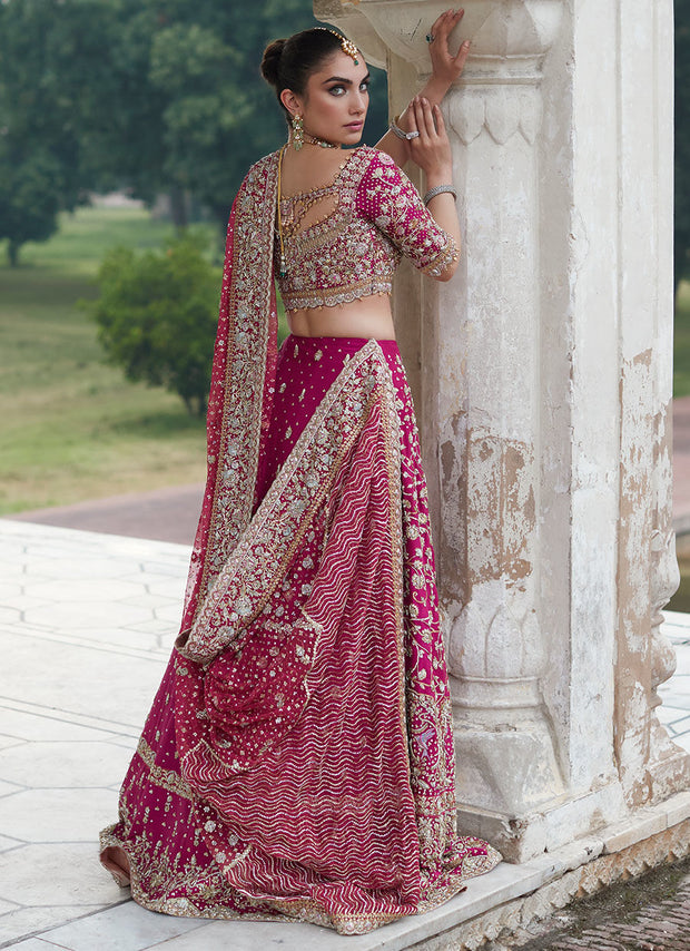Elegant Traditional Pakistani Bridal Dress Pink Lehnga Choli