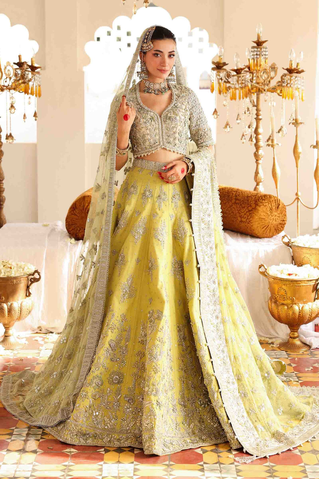 Embellished Bridal Lehenga Choli Dupatta for Wedding