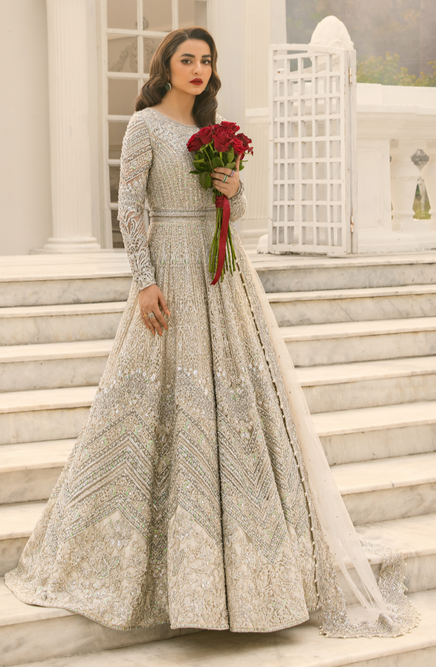 Embellished Bridal Maxi Style Pakistani Wedding Dress Nameera by Farooq