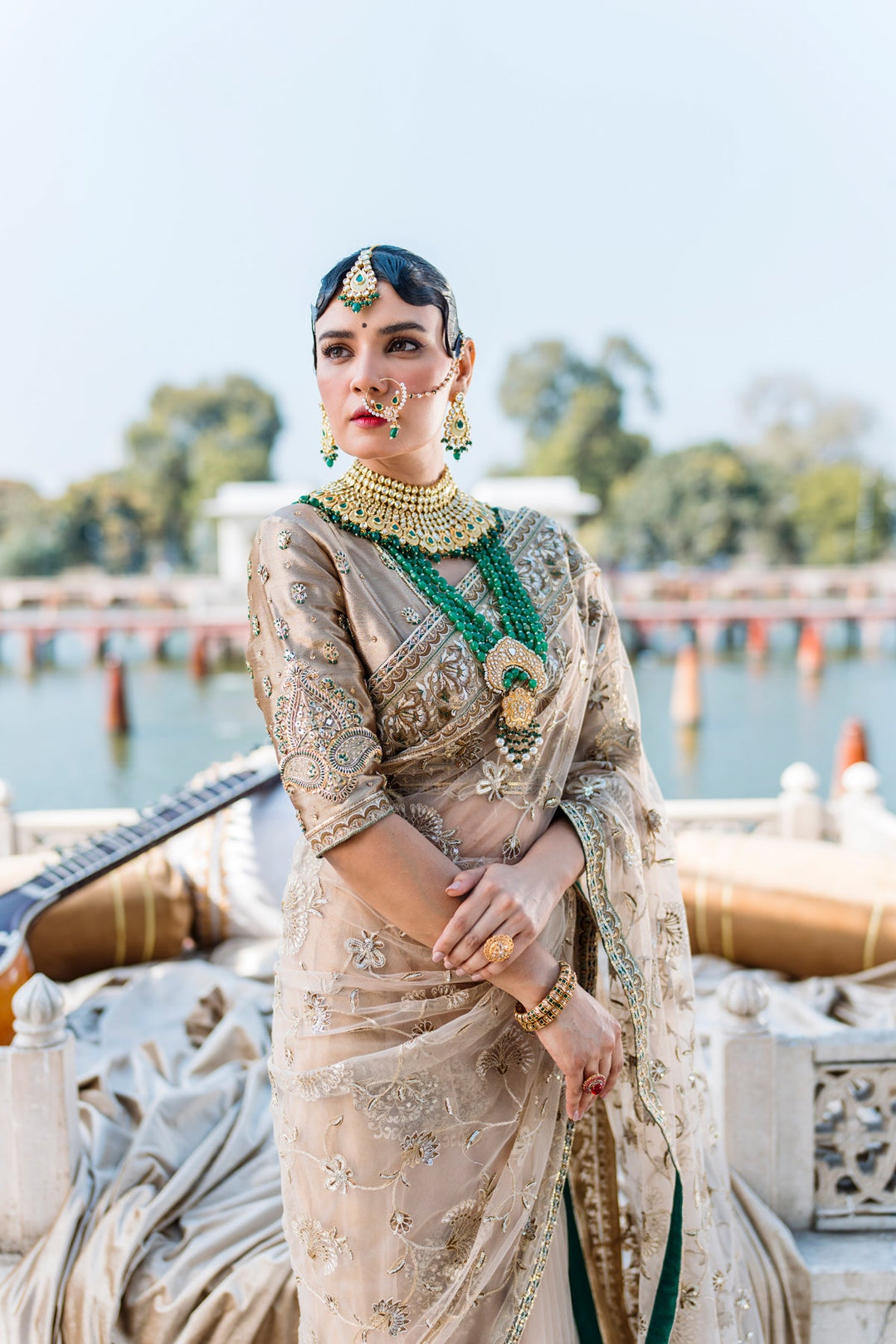 Embellished Bridal Saree Dress for Wedding
