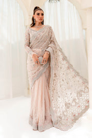 Embellished Bridal Saree Dress in Pink for Wedding