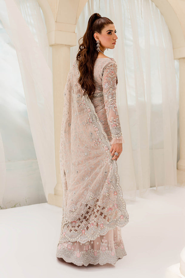 Embellished Bridal Saree in Pink for Wedding