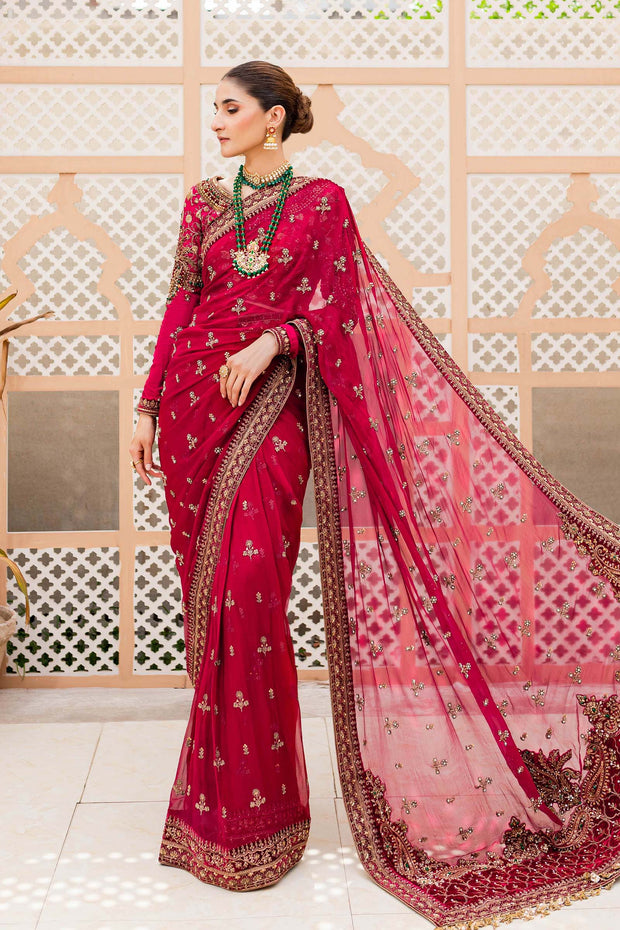 Embellished Bridal Wedding Dress in Red Saree Style Online