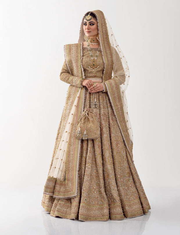Embellished Golden Lehenga Choli with Dupatta Dress