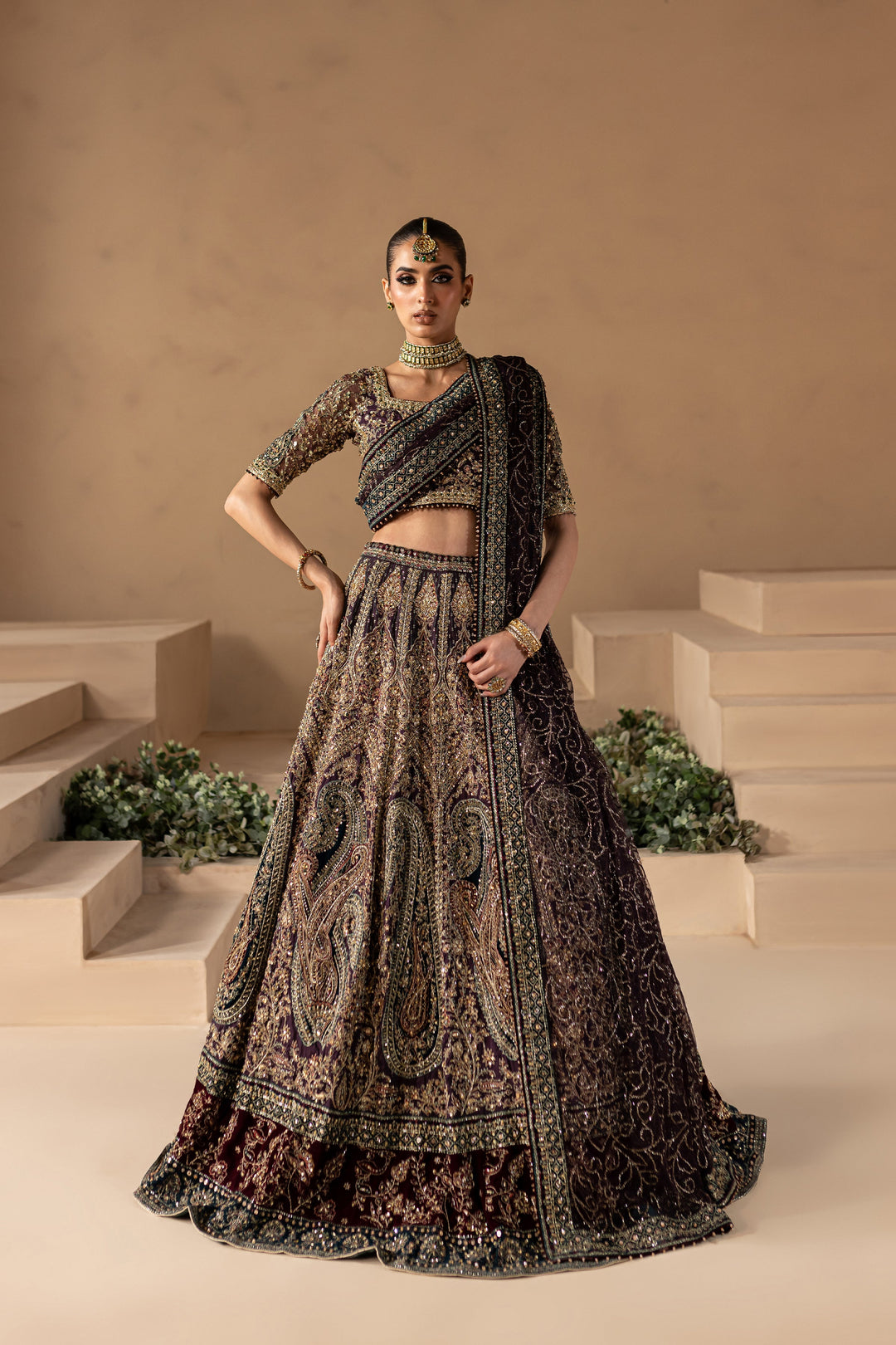 Embellished Lehenga and Choli Pakistani Bridal Dress