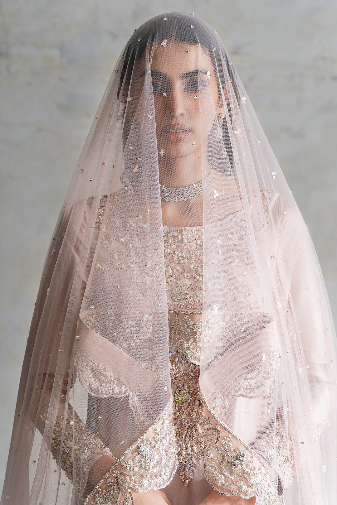 Embellished Nikkah Dress in Royal Lehenga Kameez Dupatta Style