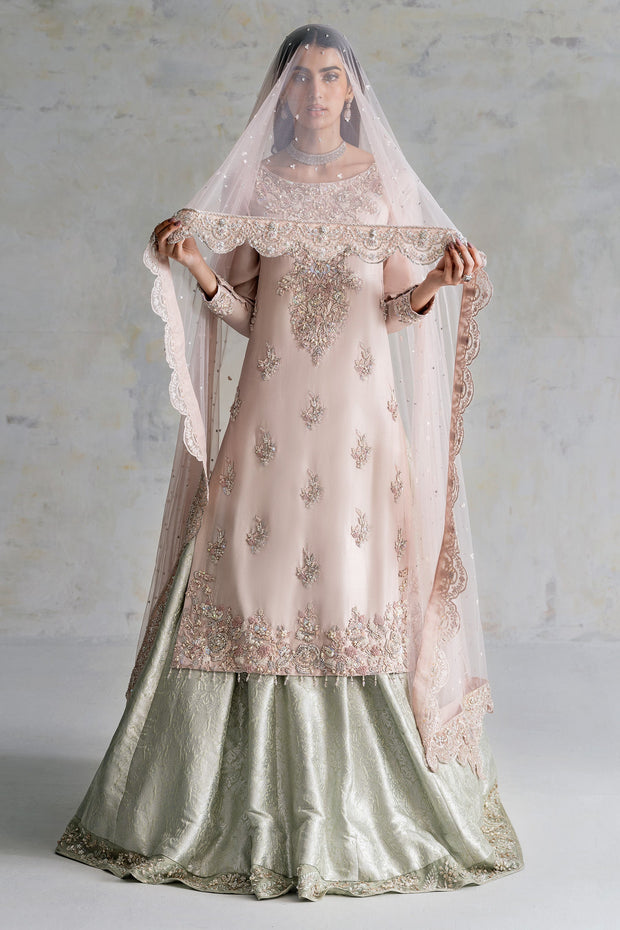 Embellished Nikkah Dress in Royal Lehenga Kameez Style