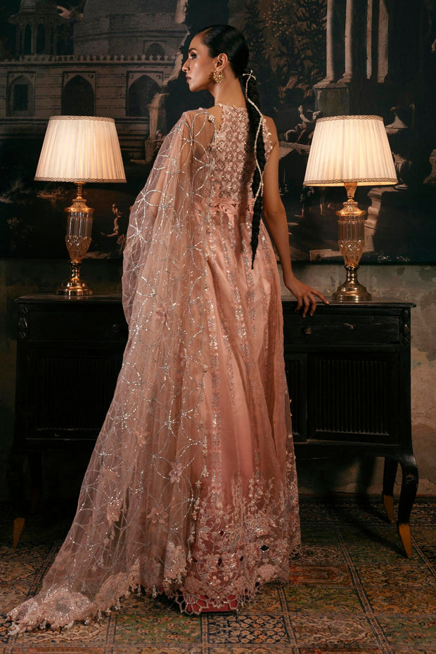 Powder Pink Embellished Organza Ensemble Pakistani Bridal Dress