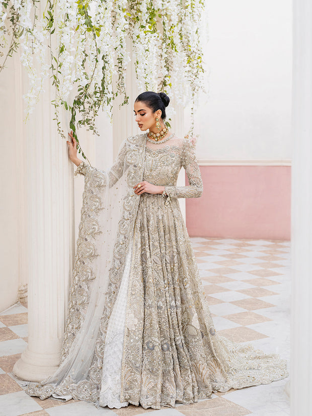 Embellished Pakistani Bridal Gown Dupatta Walima Dress Online