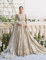 Embellished Pakistani Bridal Gown Dupatta Walima Dress