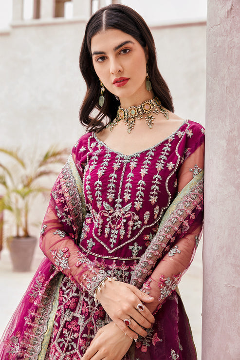 Embellished Pakistani Bridal Pishwas Frock and Dupatta Dress