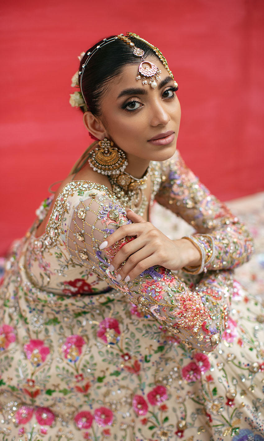 Embellished Pakistani Bridal Pishwas Frock and Dupatta Dress