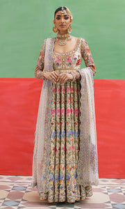 Embellished Pakistani Bridal Pishwas Frock and Dupatta