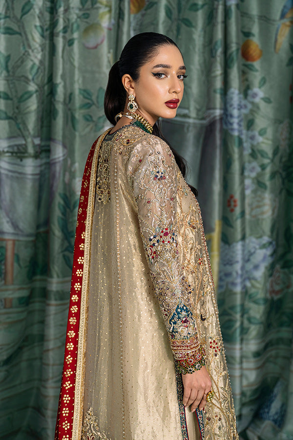 Embellished Pakistani Wedding Dress in Premium Tissue Nameera by Farooq