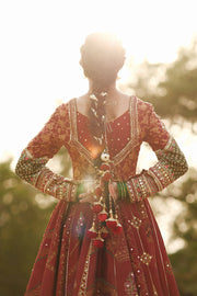 Embellished Red Silk Pishwas Pakistani Wedding Dresses 2023