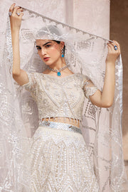 Embellished White Bridal Lehenga Choli and Dupatta Dress