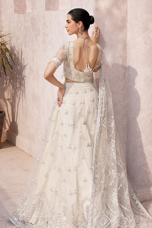 Embellished White Bridal Lehenga Choli and Dupatta Online