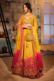 Embellished Yellow Chiffon Pishwas Pakistani Mehndi Dresses