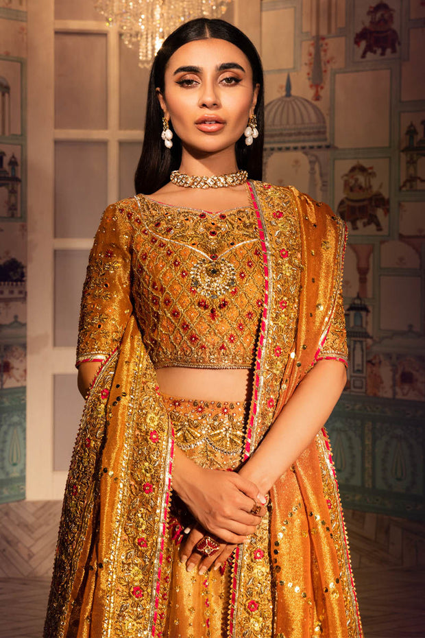 Embellished Yellow Lehenga Choli Pakistani Mehndi Dress