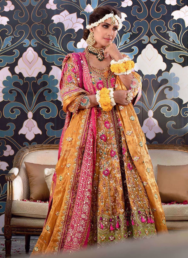 Embellished Kalidaar Multi Colour Pakistani Bridal Lehenga
