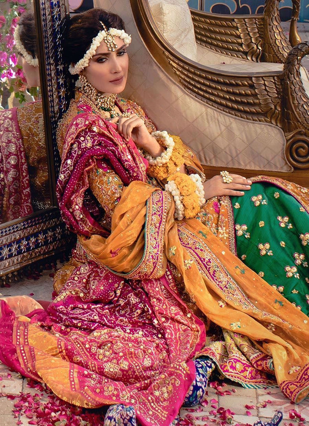 Embellished Kalidaar Multi Colour Pakistani Bridal Lehenga For Wear