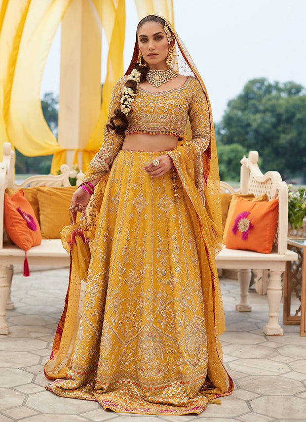 Embellished Marigold Bridal Choli Pakistani Bridal Dress