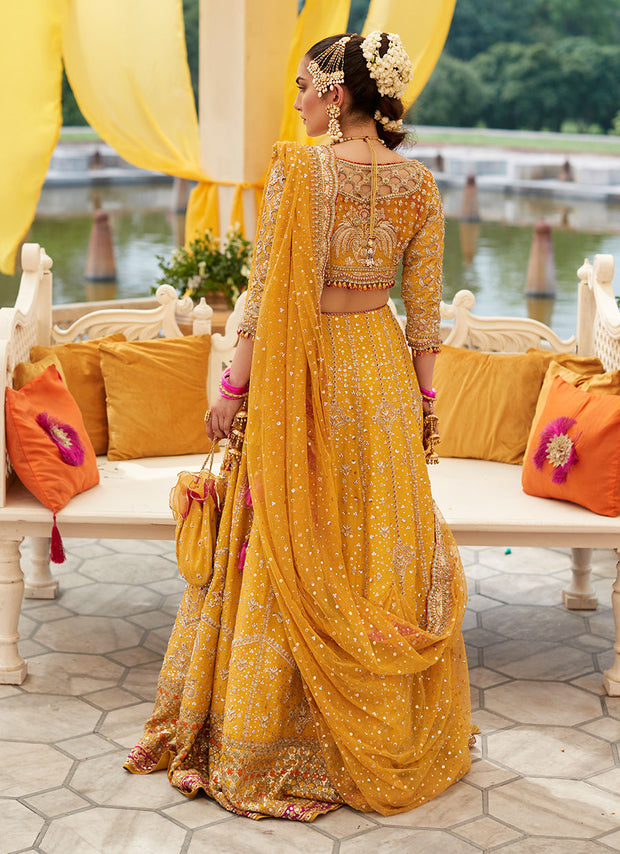 Embellished Marigold Bridal Lehnga Choli Bridal Dress