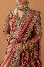 Embellished Pakistani Bridal Dress Red And Golden Lehenga Maxi Bridal Wear