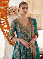 Embellished Pakistani Bridal Dress in Kalidar Maxi Style for wear