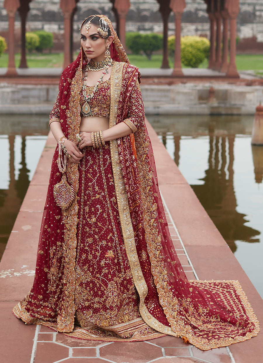 Embellished Red Bridal Lehenga Choli - Pakistani Bridal Dress