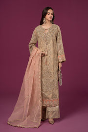 Embroidered Beige Maria B luxury Formal Pakistani Salwar Suit