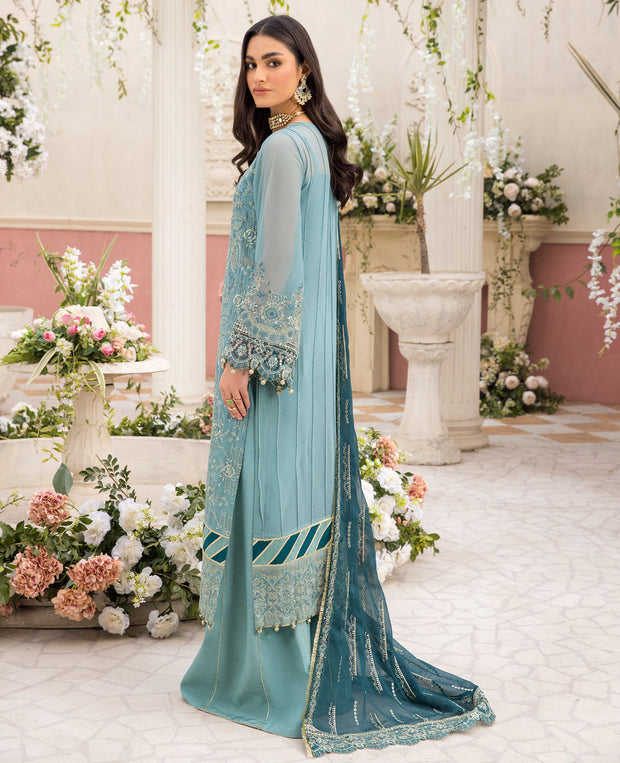 Embroidered Blue Pakistani Party Wear Salwar Kameez