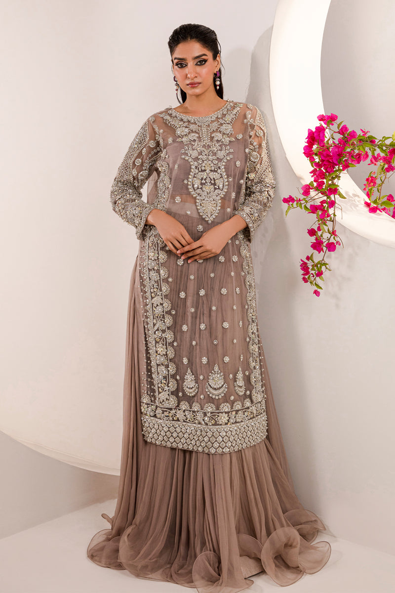 Lavender Pakistani Wedding Dress in Crushed Sharara Style – Nameera by