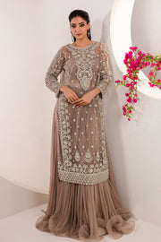 Embroidered Lavender Pakistani Wedding Dress in Crushed Sharara Style