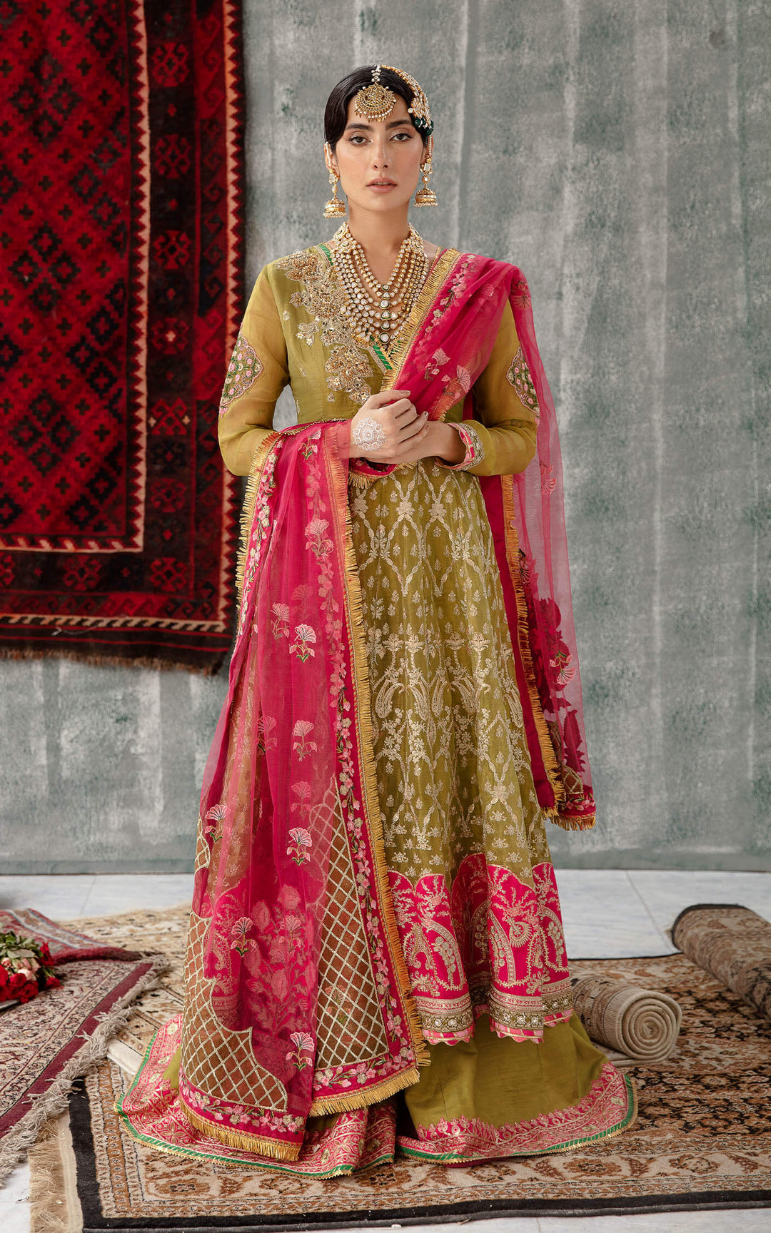 Embroidered Pakistani Party Dress in Pishwas Frock Style Online