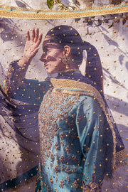 Embroidered Pakistani Wedding Dress in Blue