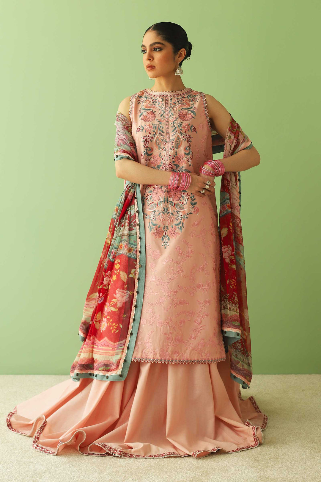 Embroidered Peach Pakistani Salwar Kameez Party Dress