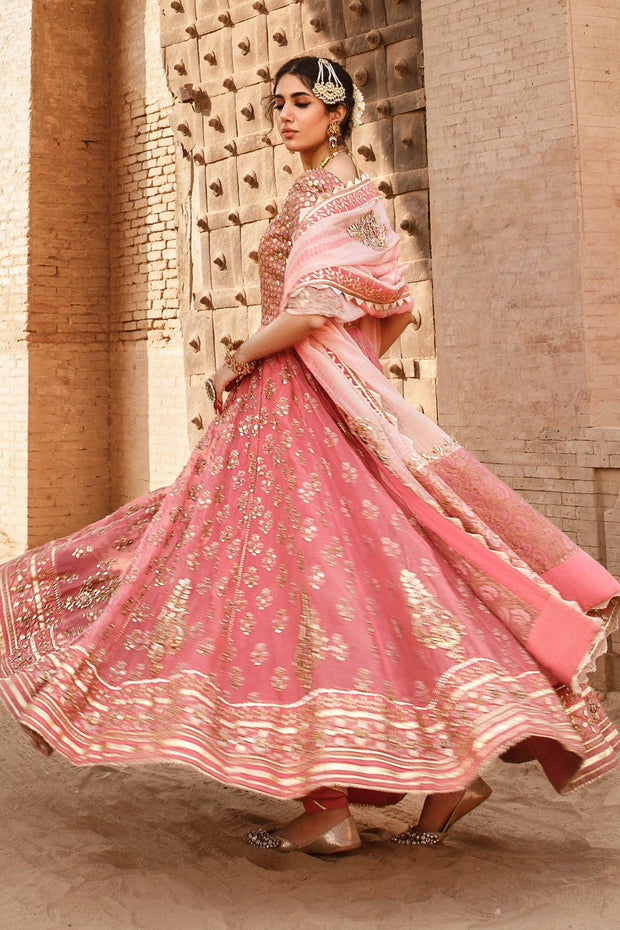 Embroidered Pink Anarkali Frock Pakistani Wedding Dresses 2023