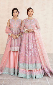 Embroidered Pink Pakistani Party Dresses in Pishwas Style