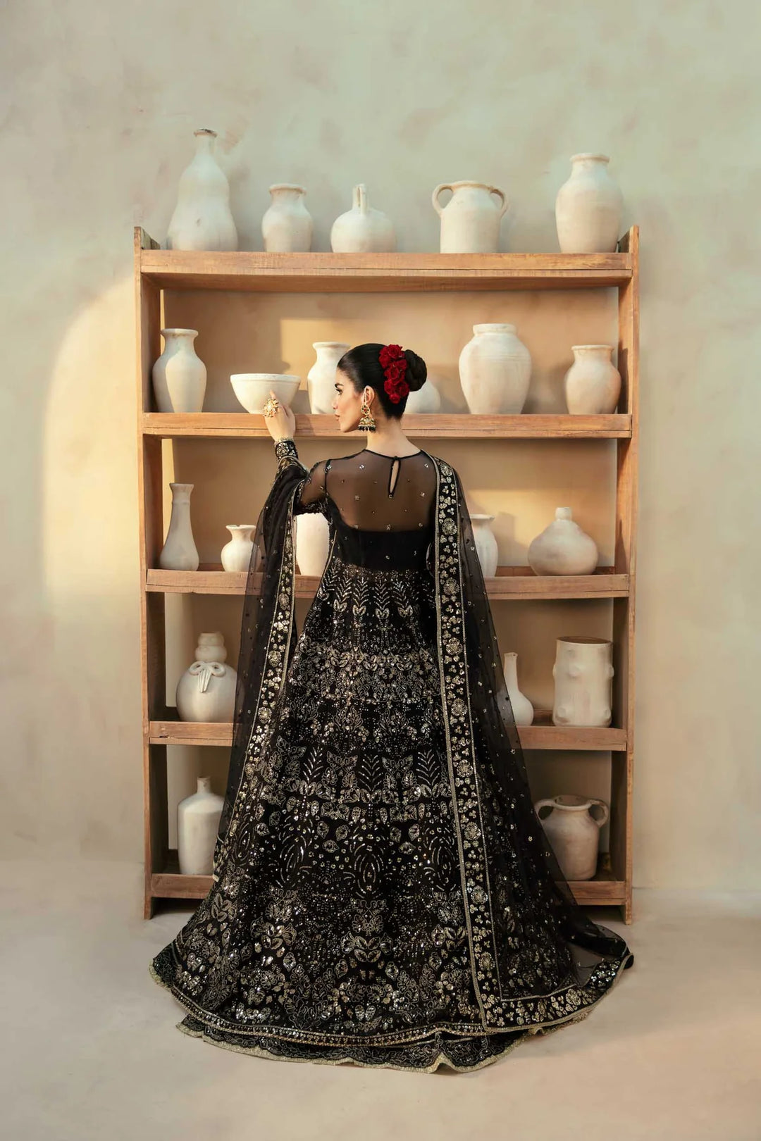 Embroidered Premium Pakistani Wedding Dress in Dark Color