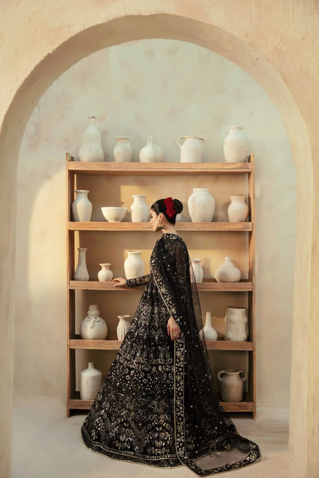 Embroidered Premium Pakistani Wedding Dress in Dark Color