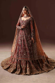 Embroidered Pakistani Bridal Dress in Farshi Lehenga Style