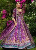 Embroidered Pakistani Bridal Lehenga Dress Violet Lehenga Gown