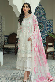 Floral Snow White Embroidered Pakistani Kameez Salwar Suit with Dupatta