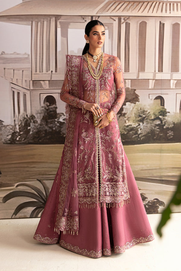 Fuchsia Rose Embellished Pakistani Wedding Dress Kameez Gharara