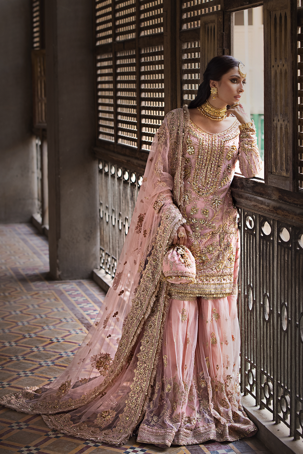Gharara Kameez Pink Pakistani Bridal Dress for Wedding Online