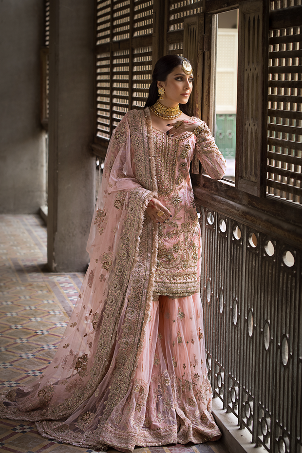 Gharara Kameez Pink Pakistani Bridal Dress for Wedding