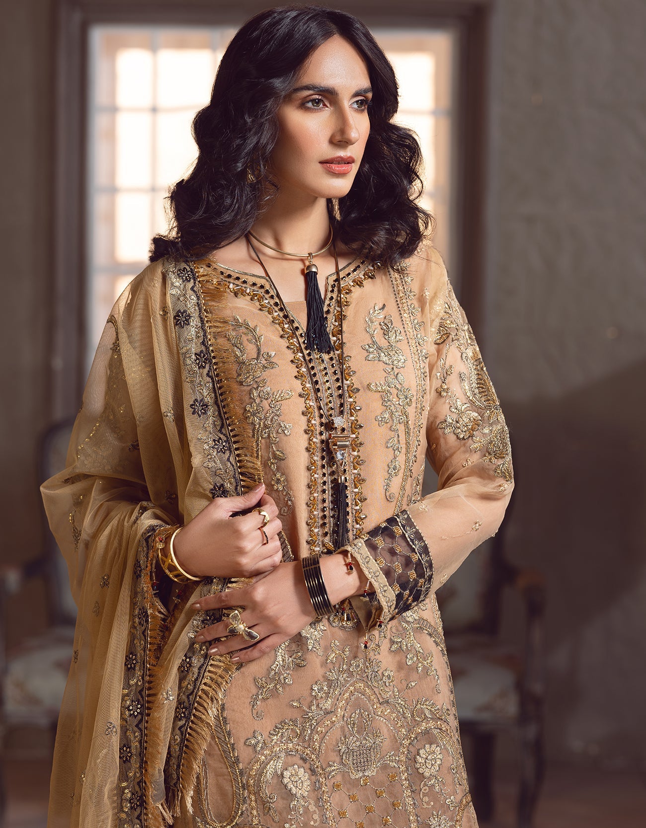 Luxury Gold Heavily Embellished Pakistani Salwar Kameez Suit – Nameera ...
